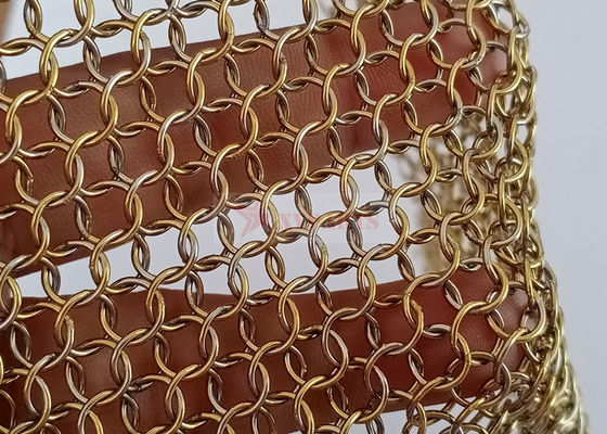 Ορειχάλκινο χρώμα 0,8x7mm από ανοξείδωτο ατσάλι 316 Μεταλλικό δικτυωτό κουρτίνα για εσωτερική διακόσμηση
